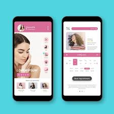 Elite Salon App interface showing appointment booking